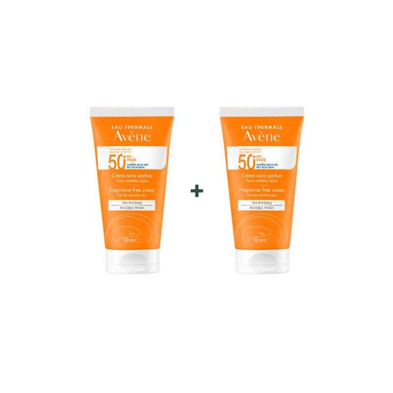 Eau Thermale Avène SUNKIT SPF 50 NON-FRAGRANT CREAM FOR DRY SKIN INVISIBLE FINISH + 1 FREE